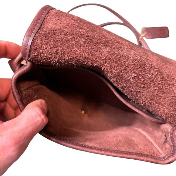 Coach Vintage Brown Leather Turn Lock Compact‎ Pouch Crossbody 9620 - Picture 7 of 8